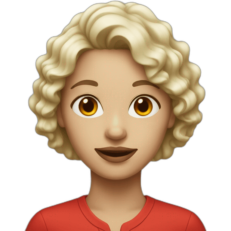 woman white with wavy hair and red nose emoji