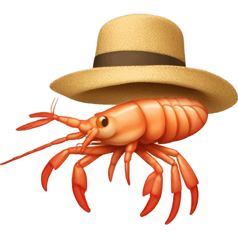 Shrimp wearing a hat emoji