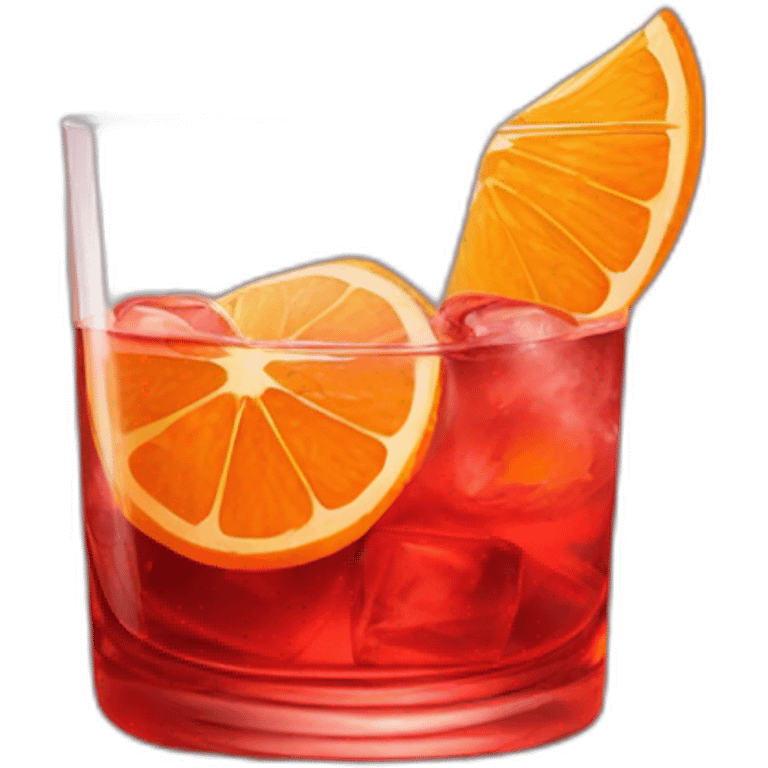 A Negroni Cocktail, red tumbler glass with orange slice emoji