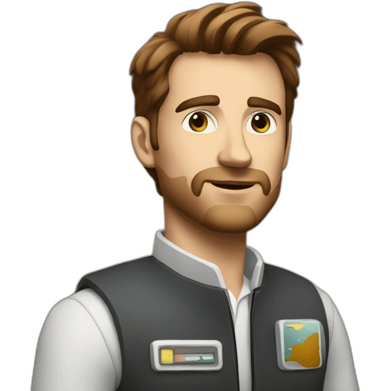 Tall white man with brown hair creating a small satellite emoji