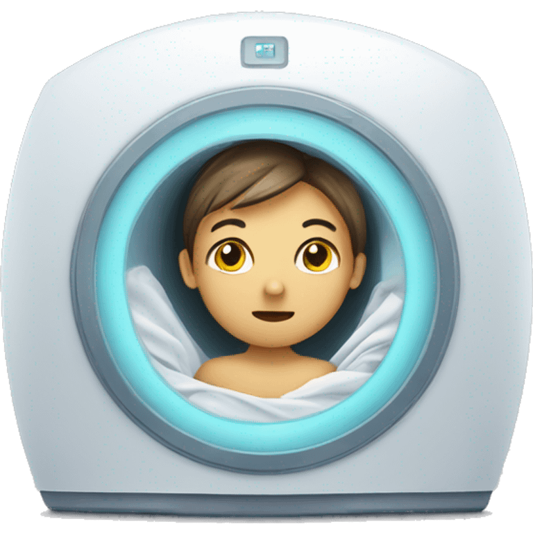 mri scanning with a cute face emoji