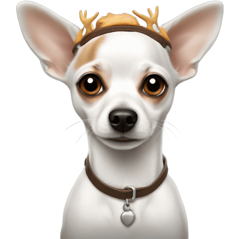 White dog chihuahua Jack Russel coloring with rained deer headband emoji