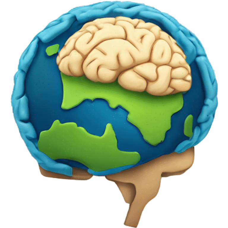 brain with earth pattern emoji