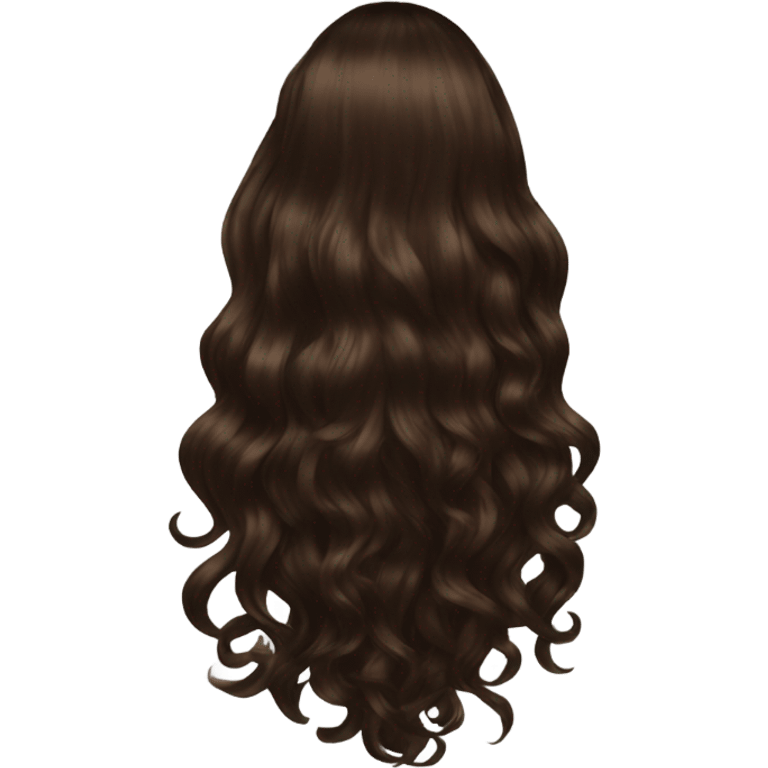 Back of hair, long wavy and brown emoji