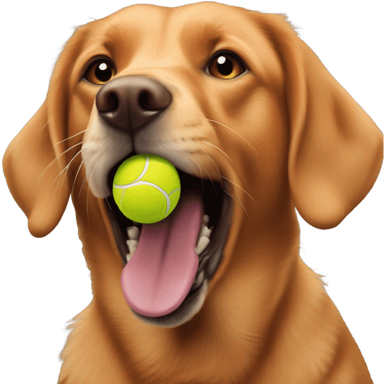 Fox red Labrador retriever tennis ball in mouth emoji