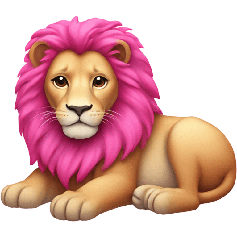 Fully Pink ombre lion lying down with glitter emoji