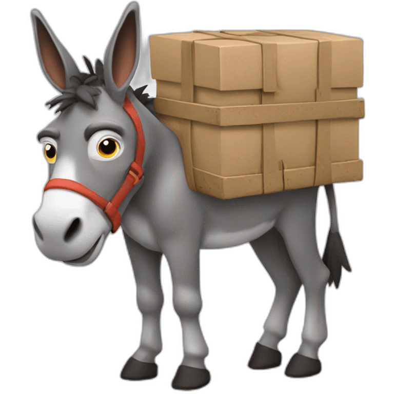 tired Donkey with cargo on shoulders emoji