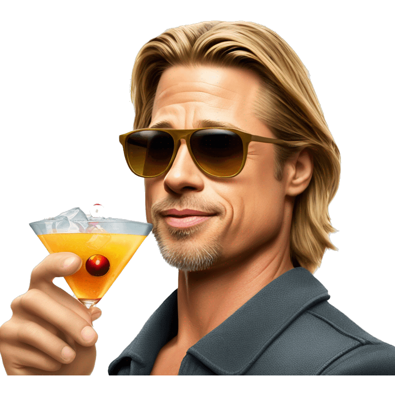 Brad Pitt with sunglass and an Cocktail in his Hand with Holiday vibes emoji