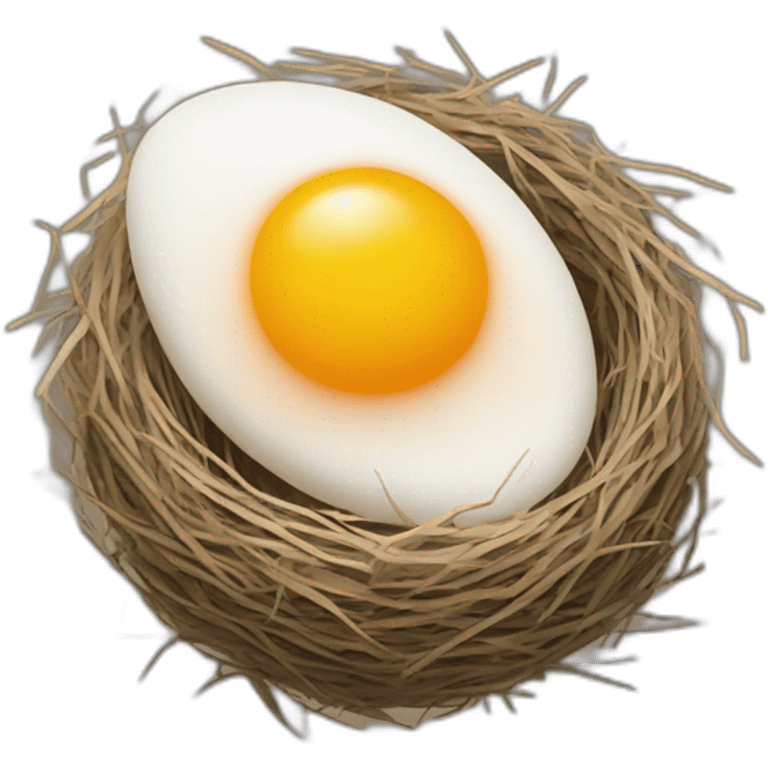 large egg among other small ones in the nest, without the yolk showing emoji