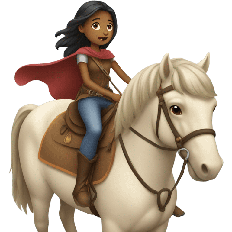 A brave girl riding horse emoji