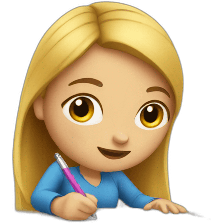 girl writing review emoji