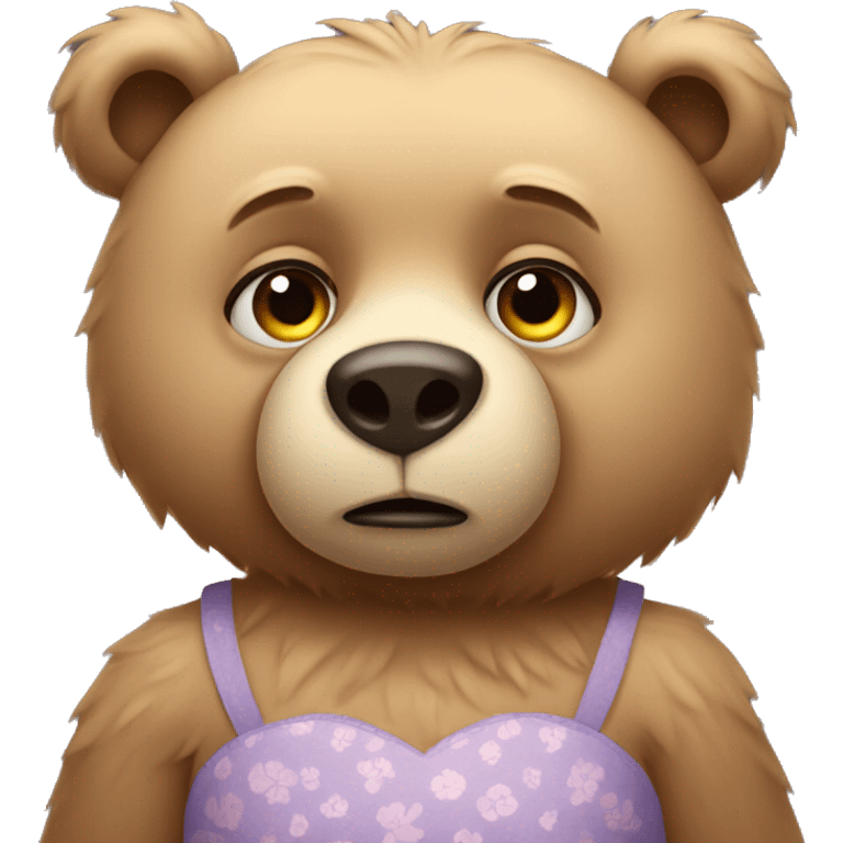 sad bear wearing a dress  emoji