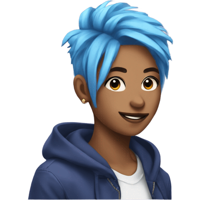 Imagine if Nina the twitch streamer with blue hair got a low taper fade and the meme was still massive emoji