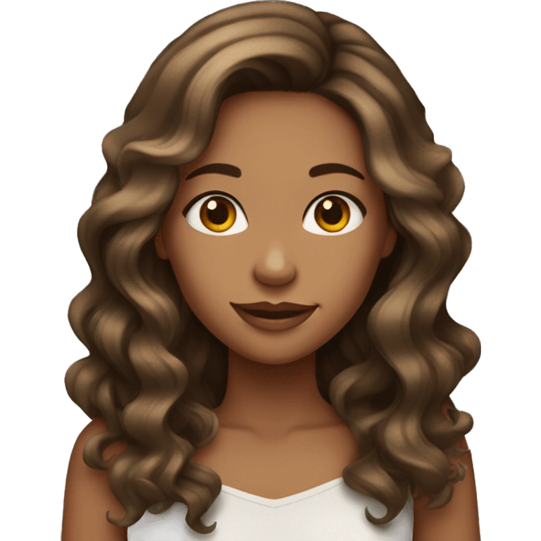 tan girl with long wavy dark brown hair with highlights  emoji