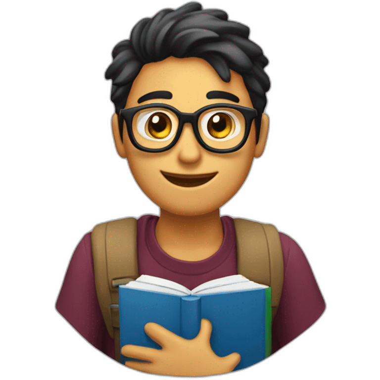 Uno studente che si dispera su un libro emoji