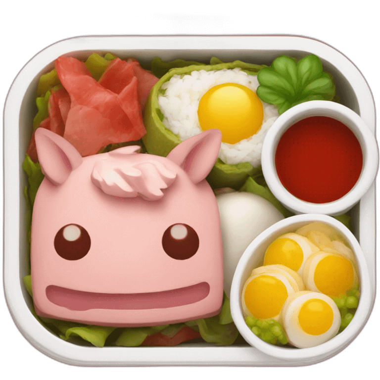 bento box on the theme of pork Rosso  emoji