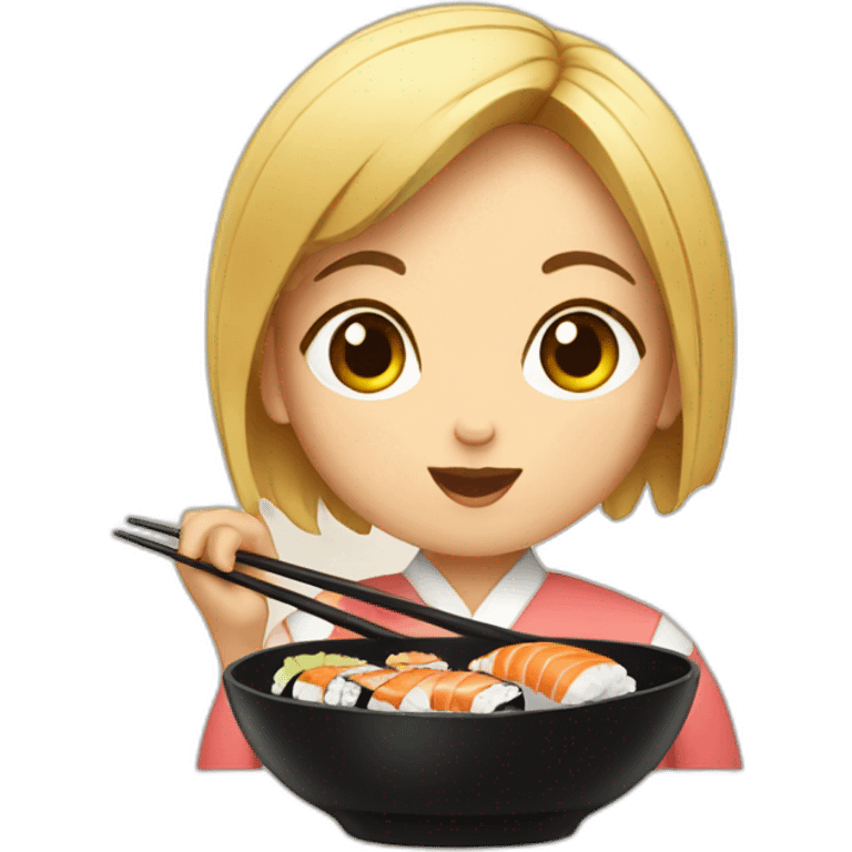 girl eating sushi emoji