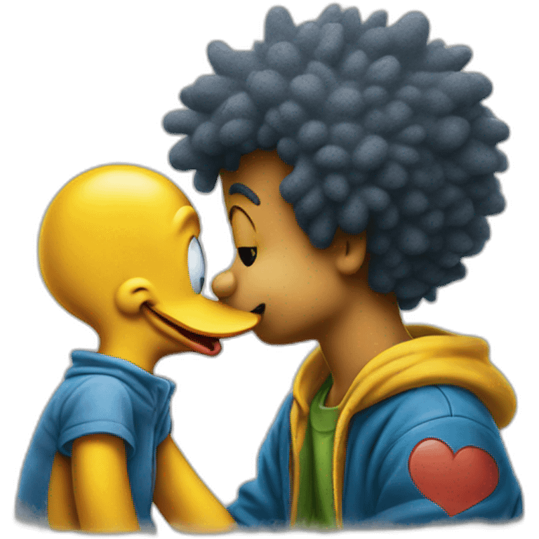 bart simpson kissing donald duck emoji