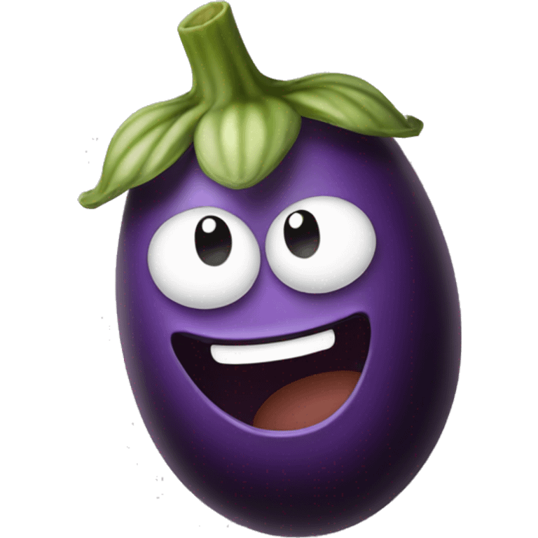 Laughing egg plant emoji