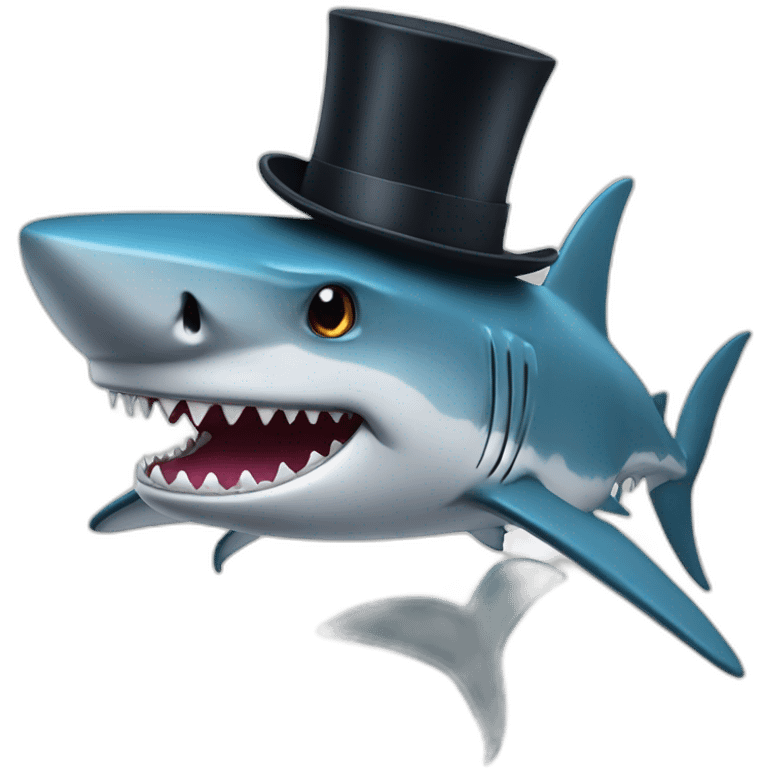 Shark with a top hat emoji