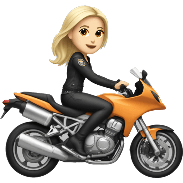 White girl riding sports motorcycle  emoji