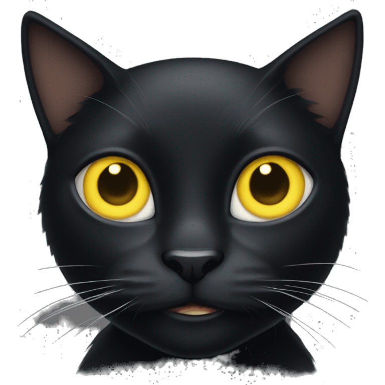 black cat with pointed ears, yellow eyes and a white spot on his chest emoji