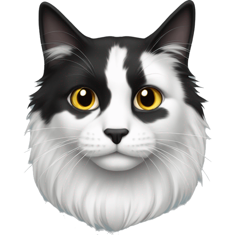 Black and white long haired cat emoji