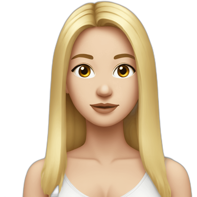 caucasian girl, long straight blonde hair, v-neck laced sexy top emoji