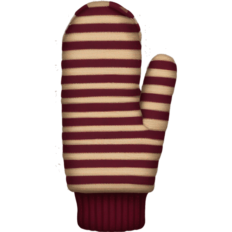 Beige and Burgundy striped mittens  emoji