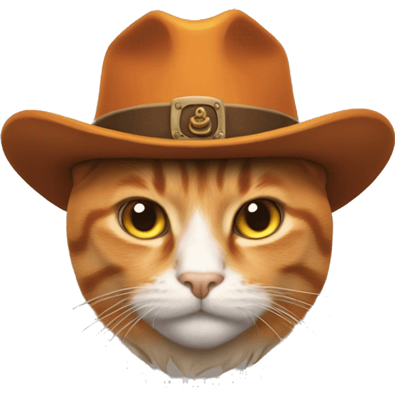 orange cat with brown musketeer hat emoji