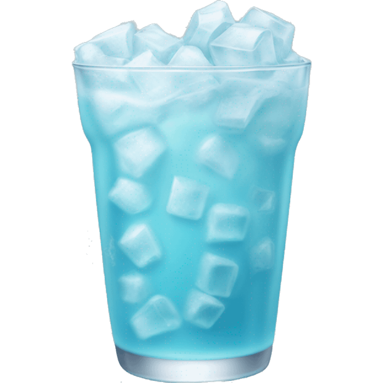 pastel blue drink with lots of ice and frosted glass emoji