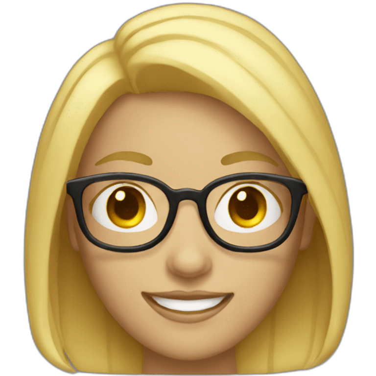 A blonde tinny woman with glasses smiling  emoji