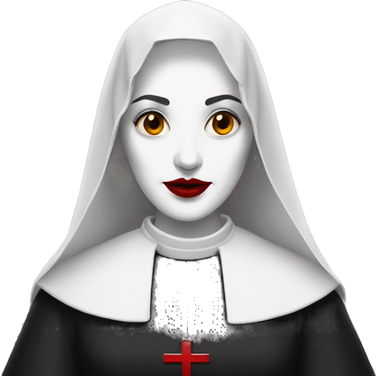 The nun with red lips emoji