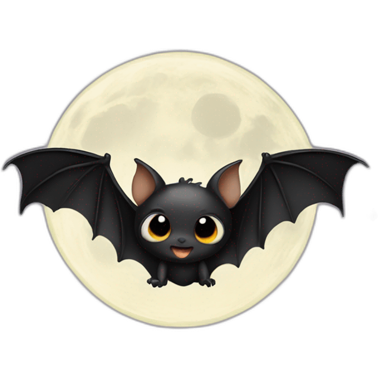 black baby bat wings in front of moon emoji