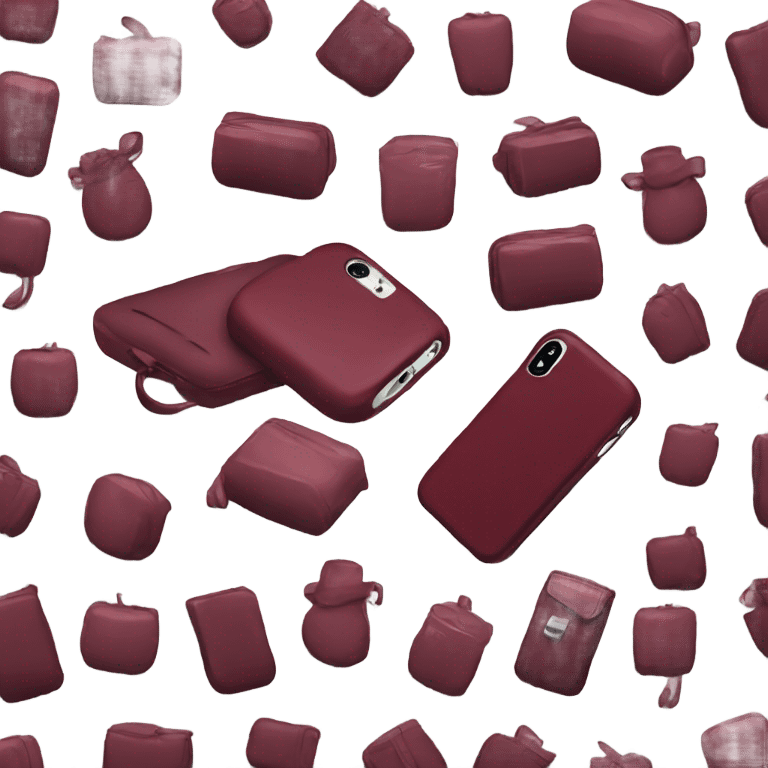 iPhone with burgundy case emoji