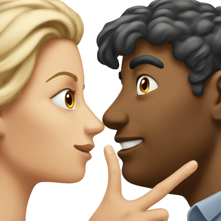 a woman touches a man's nose emoji