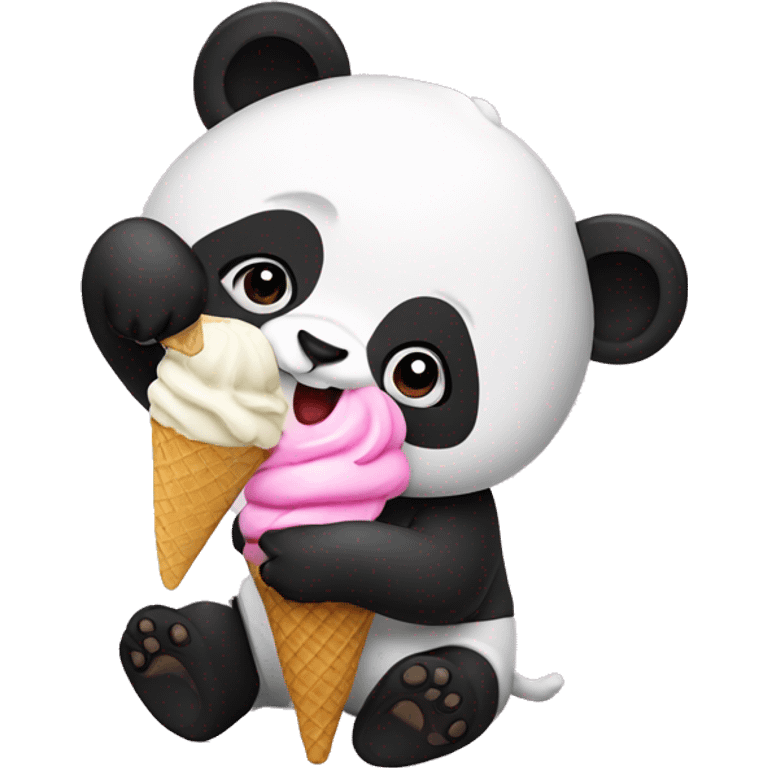 Panda eating ice cream emoji