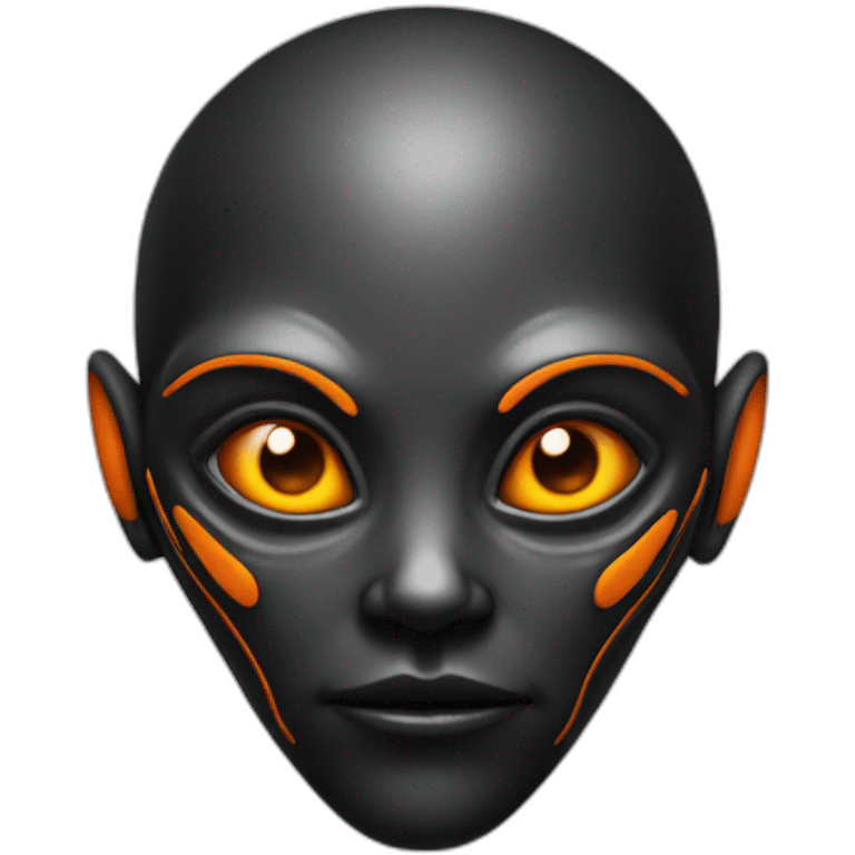 alien face black with orange details emoji