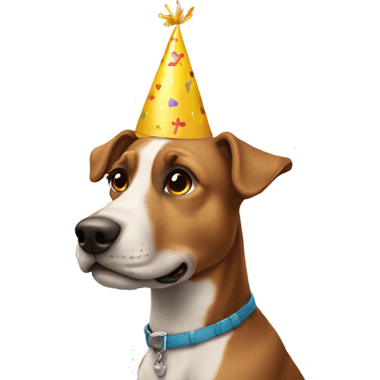 Dog has a birthday emoji