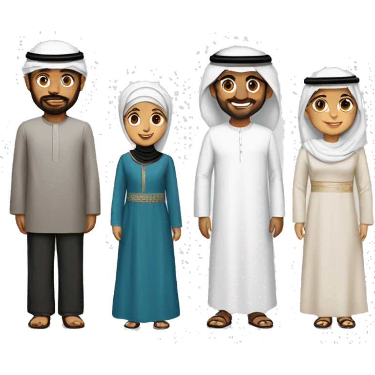 Emirati family, parents, one boy ,one girl emoji