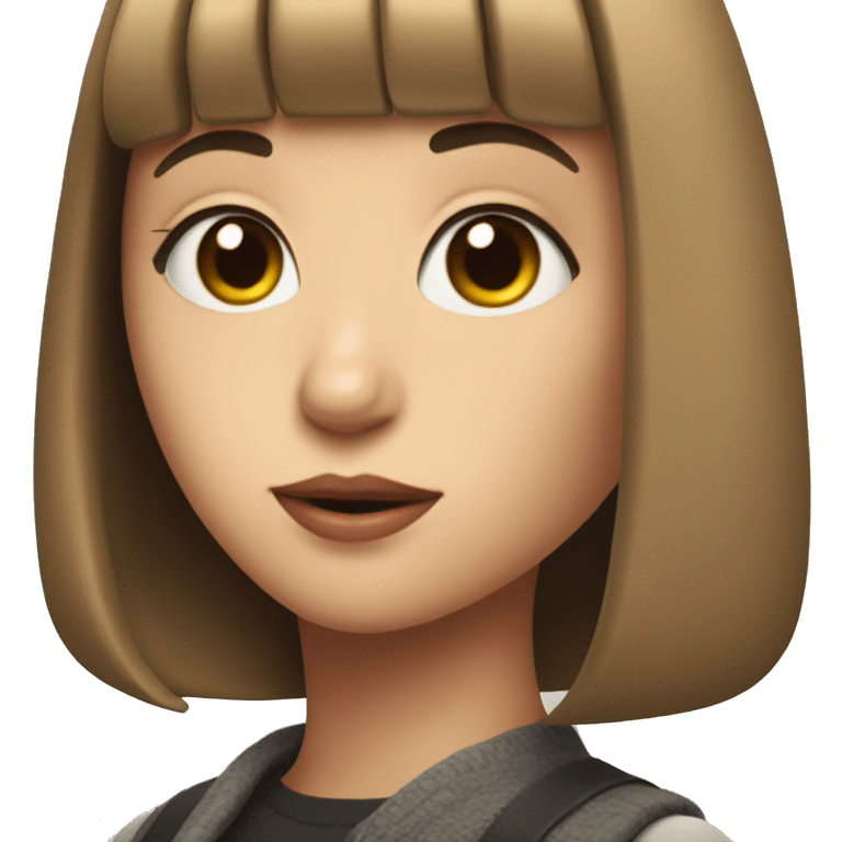 portreit of beautiful girl with bob haircut looks like Mathilda from Leon movie emoji