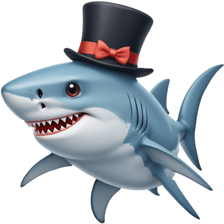 Shark with a top hat emoji