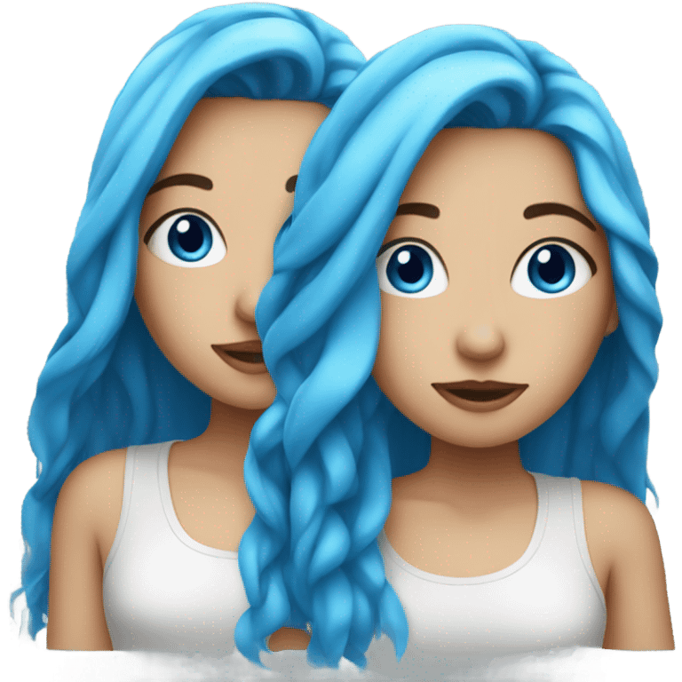 teenage girl with blue eyes and long blue hair emoji