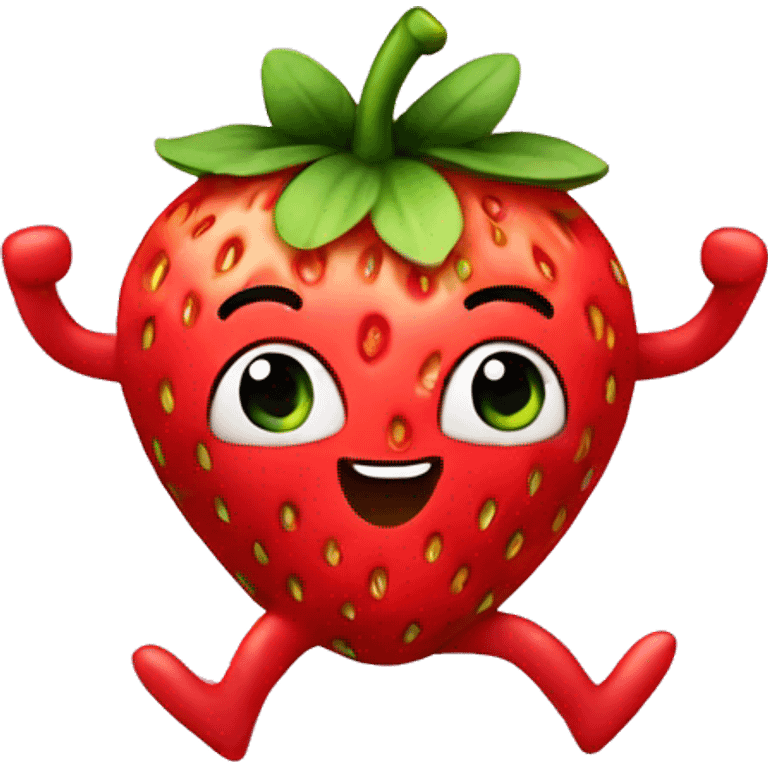 strawberry doing jumping jacks emoji