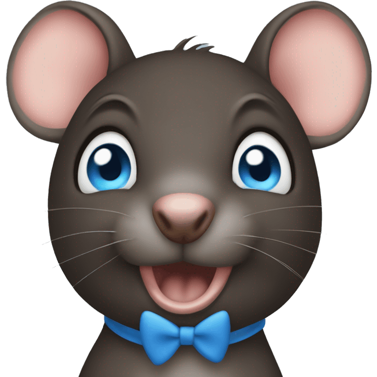 dark brown rat with blue eyes take a kiss emoji