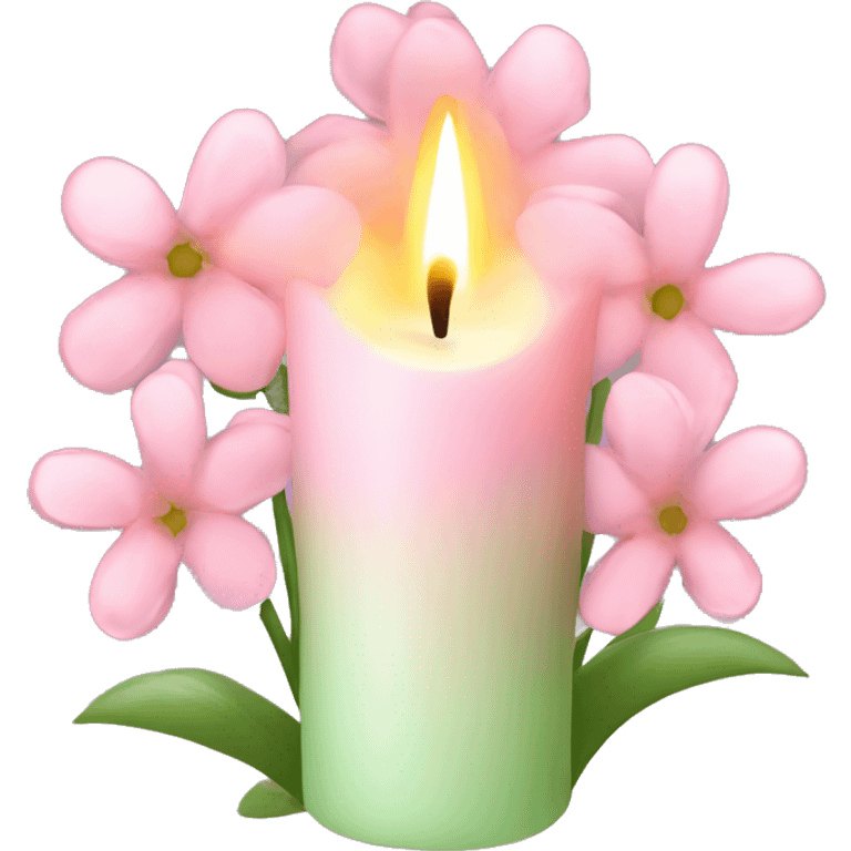 Spring candle with light pink flowers  emoji