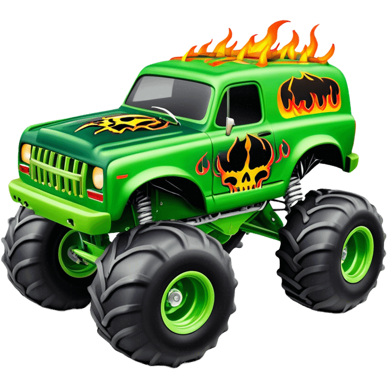 Grave Digger - Monster Jam (Model Year: 2022) (Iconic colour: Green with flames) emoji