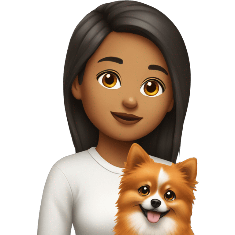 Young Latina girl with orange Pomeranian emoji