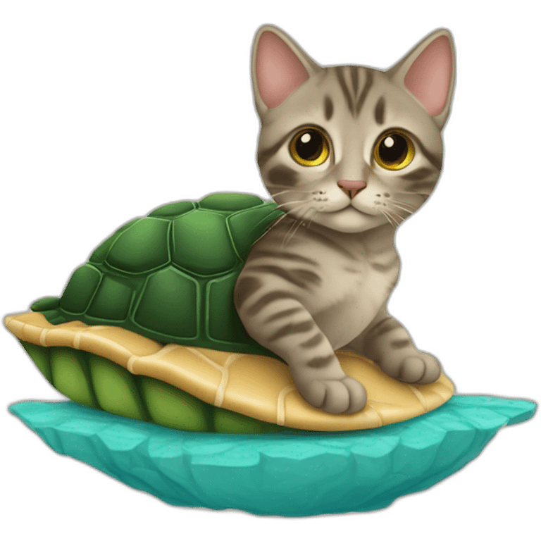 Un chaton sur un tortue emoji