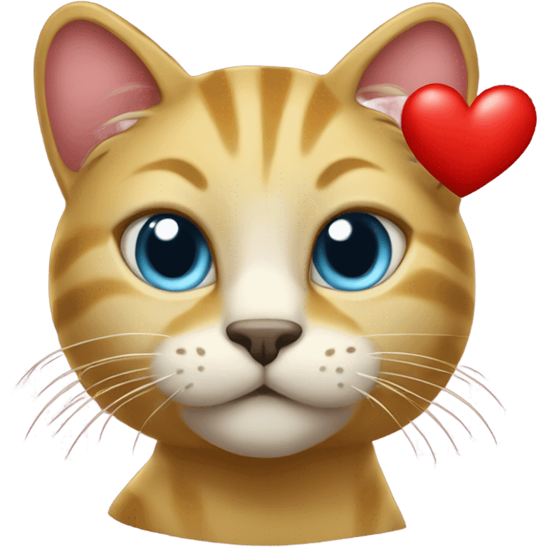 golden cat carry a red heart emoji